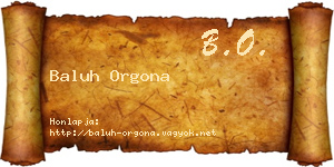Baluh Orgona névjegykártya